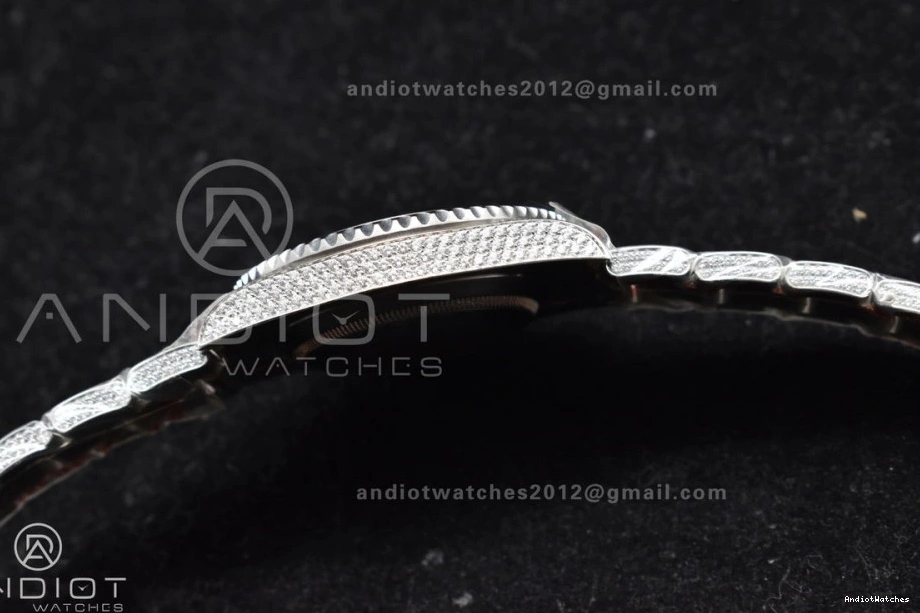 Diamonds on Bracelet VR Submariner Green SS Edition Full 1150 Dial on Minimalist Best AMGF 40mm 0426